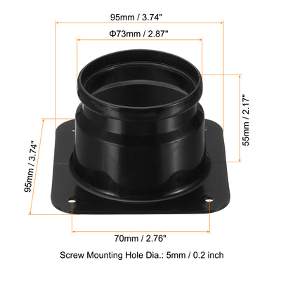 Harfington 3" Duct Connector Flange, Dryer Vent Wall Plate Square to Round Straight with Ducting Clamp for Air Heating Cooling Ventilation Exhaust Fan, Black