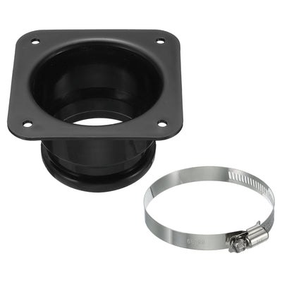 Harfington 3" Duct Connector Flange, Dryer Vent Wall Plate Square to Round Straight with Ducting Clamp for Air Heating Cooling Ventilation Exhaust Fan, Black