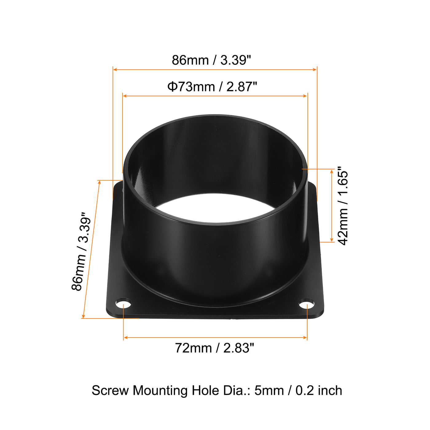 Harfington 3" Duct Connector Flange, 2 Pack Dryer Vent Wall Plate Square to Round Straight with Clamp for Air Heating Cooling Ventilation Exhaust Fan, Black