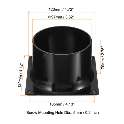 Harfington 4" Duct Connector Flange, 4 Pack Dryer Vent Wall Plate Square to Round Straight with Clamp for Air Heating Cooling Ventilation Exhaust Fan, Black