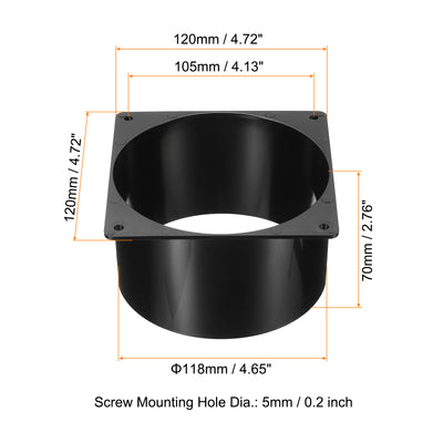 Harfington 5" Kanalanschluss Flansch 2 Pack Trockner Entlüftung Wandplatte Vierkant auf Rund Gerade mit Klemme für Luft Heizung Kühlung Lüftung Ablüfter Schwarz