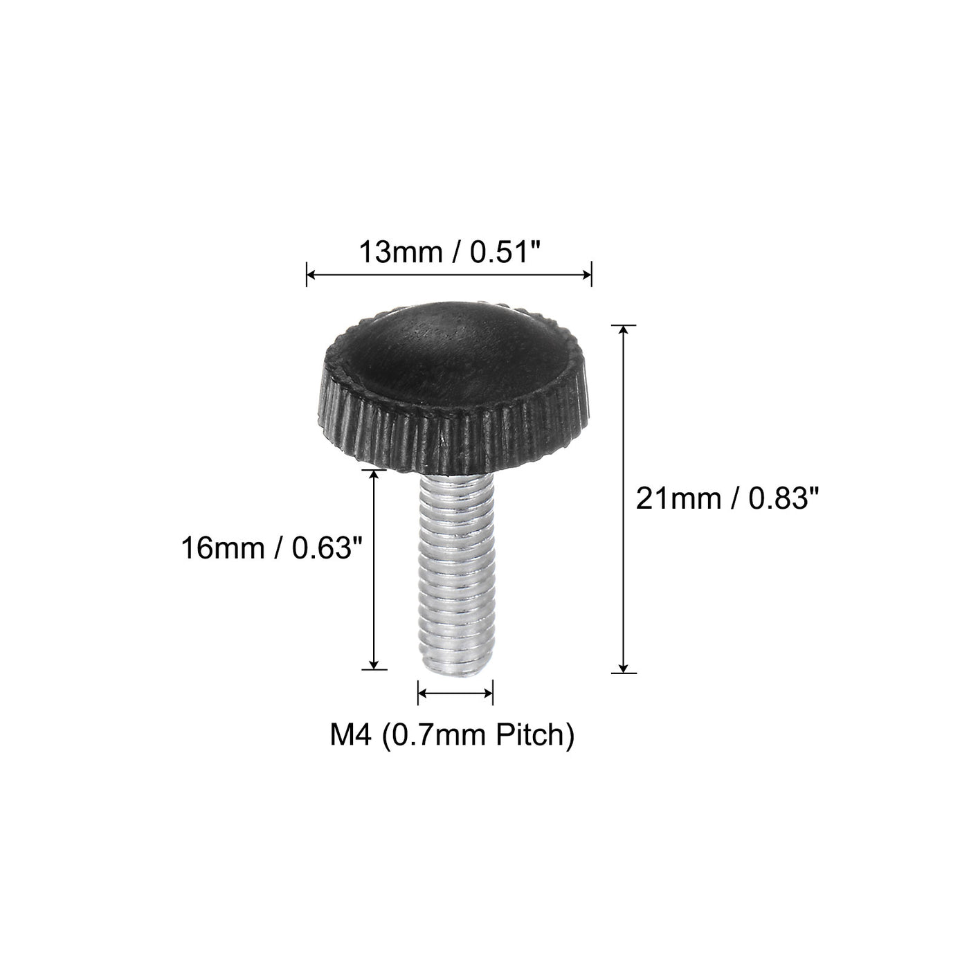 uxcell Uxcell 30pcs M4 x 16mm Metric Male Thread Knurled Knob Thumb Screw Clamping Knob Black