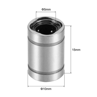 Harfington Uxcell 8pcs LM5UU Linear Ball Bearings, 5mm Bore 10mm OD 15mm Long Linear Bearing for CNC, 3D Printer