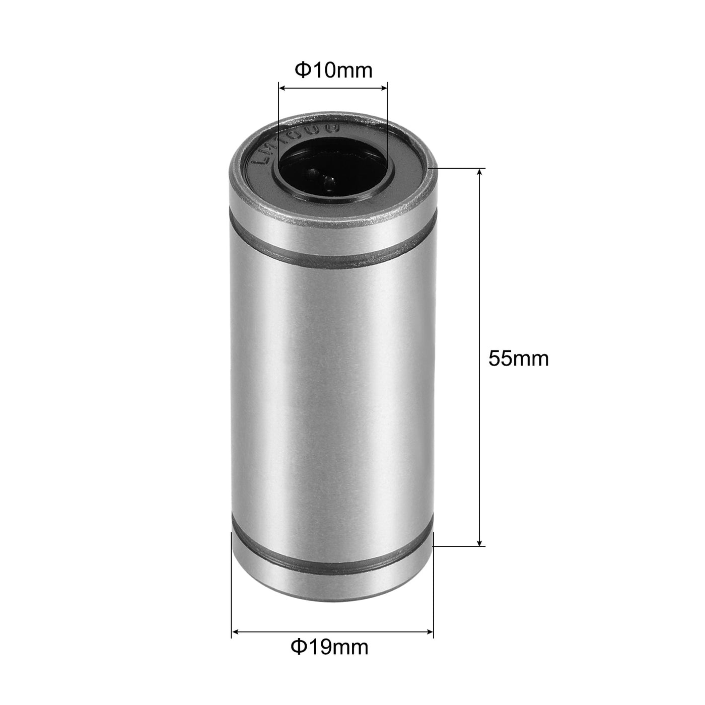 uxcell Uxcell 6pcs LM10LUU Linear Ball Bearings, 10mm Bore 19mm OD 55mm Long Linear Bearing for CNC, 3D Printer