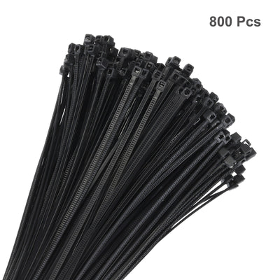 Harfington 800pcs 3 Inch 11 Lbs Cable Zip Ties Self-Locking Small Nylon Cable Tie Wraps 1/8" for Cord Management, Black