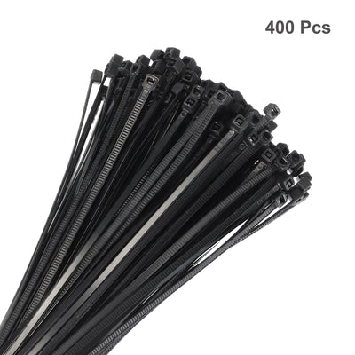 Harfington 400pcs 6 Inch 22 Lbs Cable Zip Ties Self-Locking Small Nylon Cable Tie Wraps 4mm for Cord Management, Black