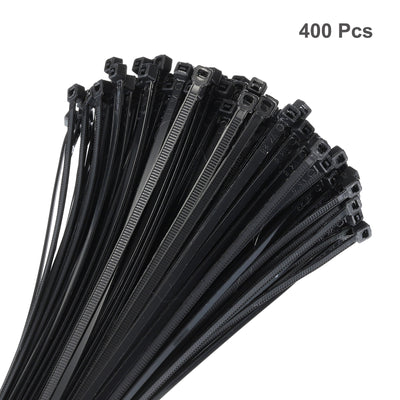 Harfington 400pcs 6 Inch 40 Lbs Cable Zip Ties Self-Locking Small Nylon Cable Tie Wraps 3/16" for Cord Management, Black