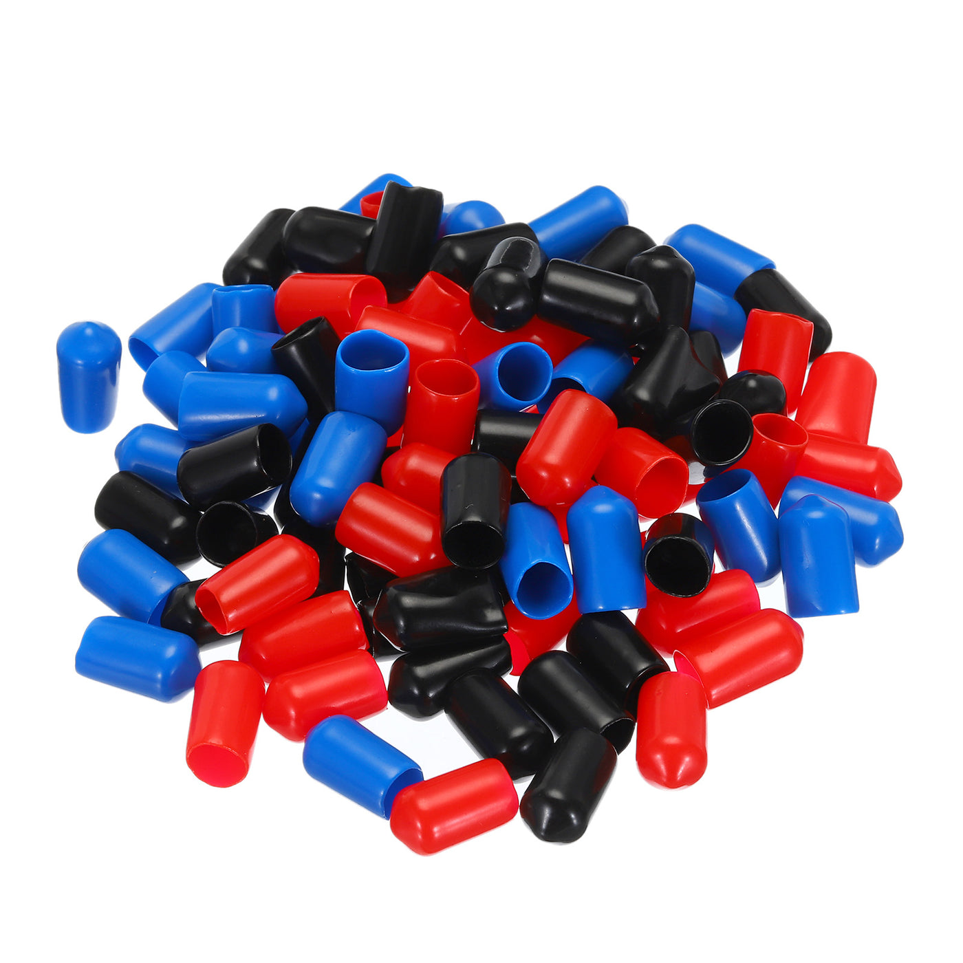 uxcell Uxcell 90pcs Rubber End Caps 8.5mm ID Vinyl PVC Round Tube Bolt Cap Cover Screw Thread Protectors, Black Red Blue