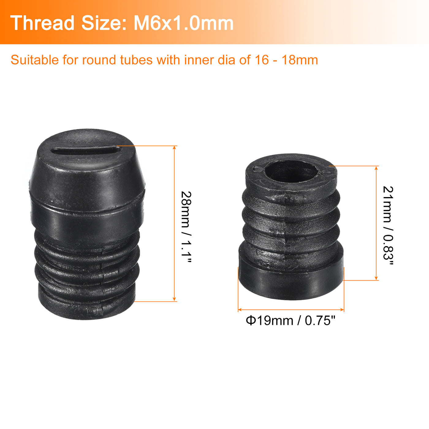 uxcell Uxcell 12Pcs Inserts for Round Tubes with Leveling Feet, for 19mm/0.75" OD Round Tube