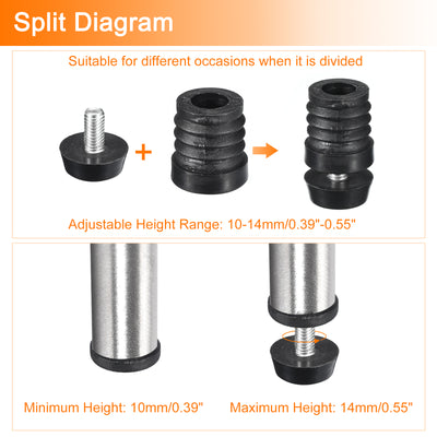 Harfington Uxcell 12Pcs Inserts for Round Tubes with Leveling Feet, for 19mm/0.75" OD Round Tube