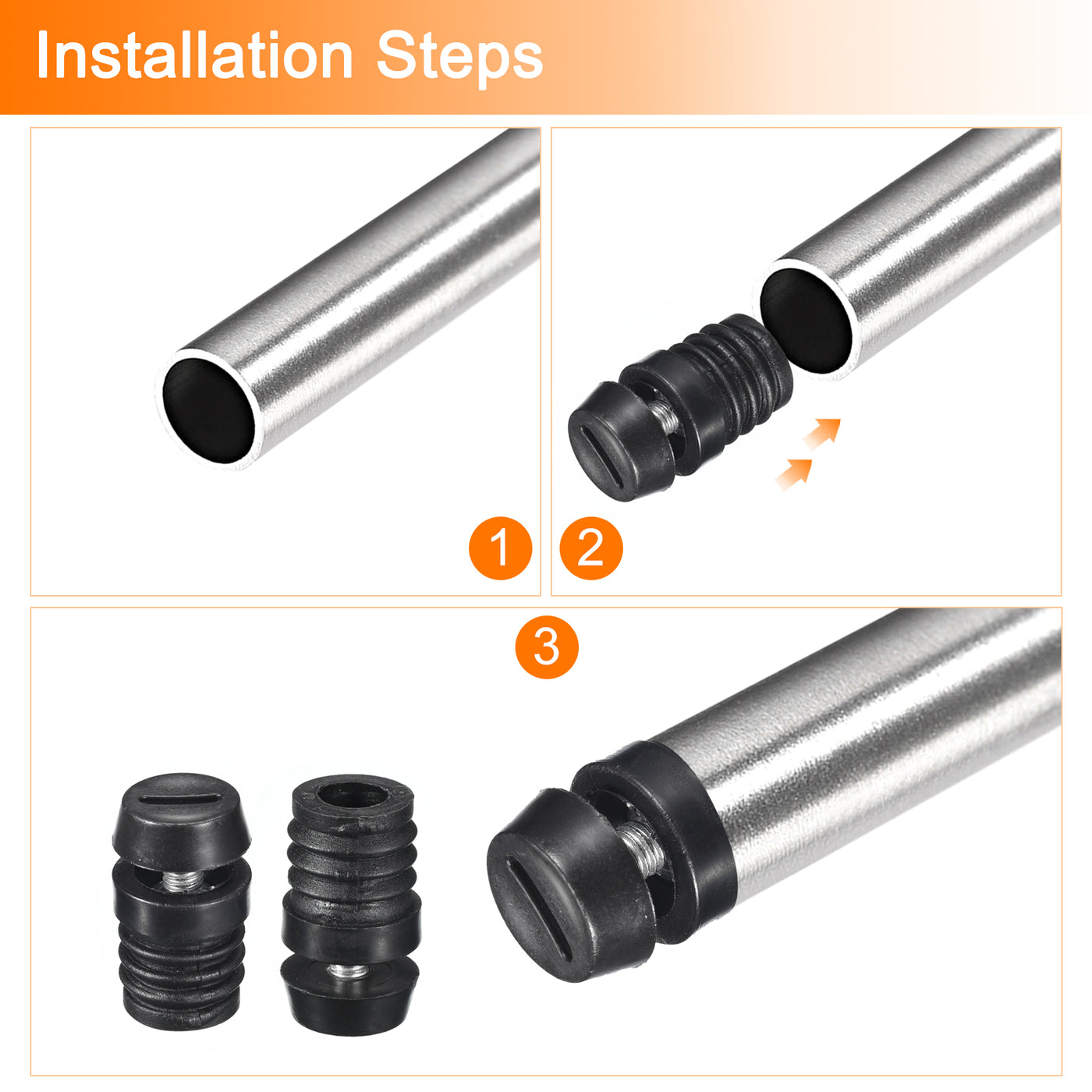 uxcell Uxcell 12Pcs Inserts for Round Tubes with Leveling Feet, for 19mm/0.75" OD Round Tube