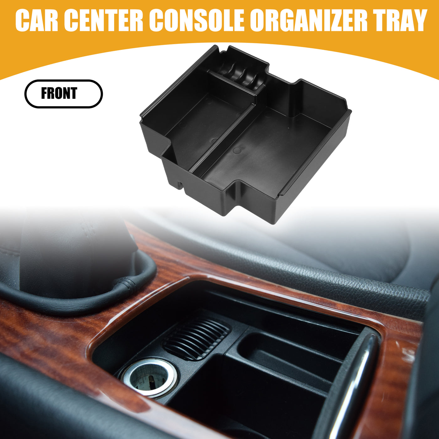 Partuto Center Console Organizer Tray - Car Front Armrest Storage Box - for Land Rover Discovery Sport 2015-2019 Plastic Black - 1 Pc