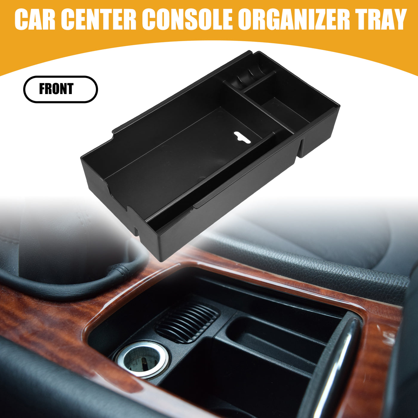 Partuto Center Console Organizer Tray - Car Front Armrest Storage Box - for Lexus E S 2013-2017 Plastic Black - 1 Pc