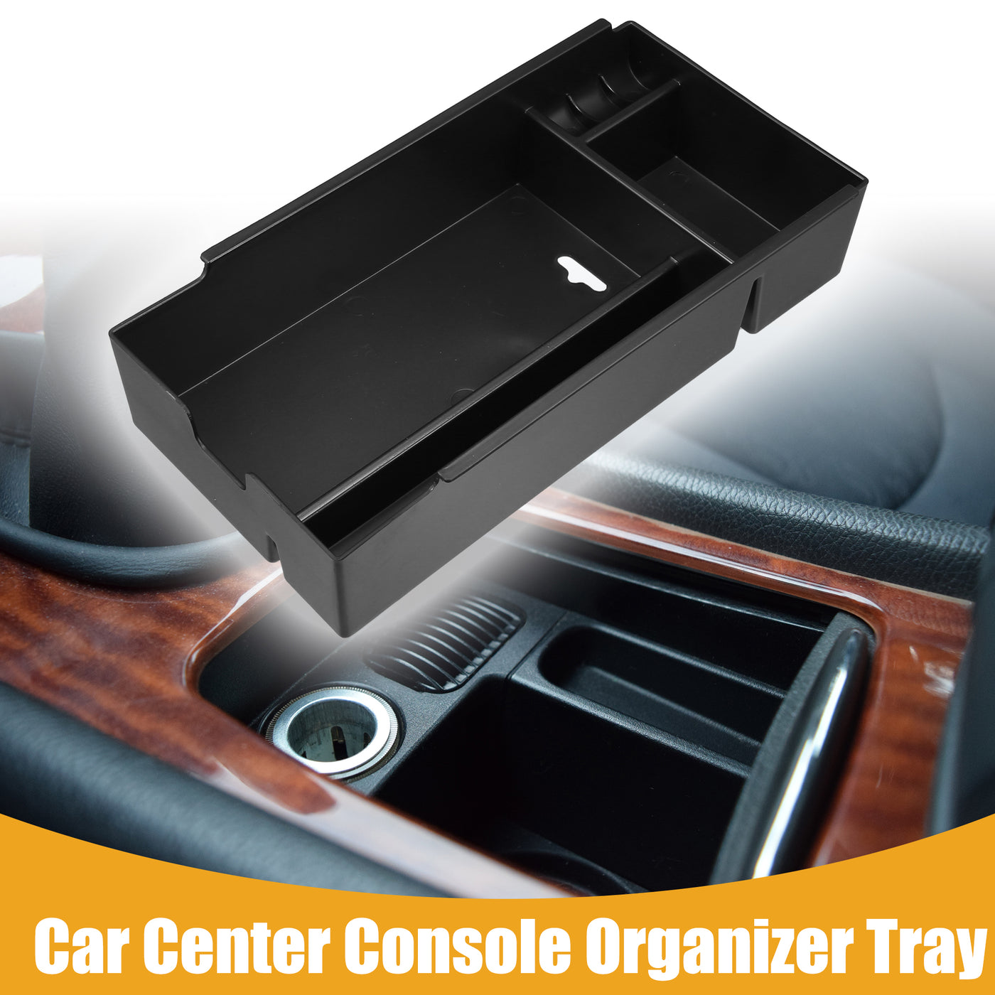 Partuto Center Console Organizer Tray - Car Front Armrest Storage Box - for Lexus E S 2013-2017 Plastic Black - 1 Pc