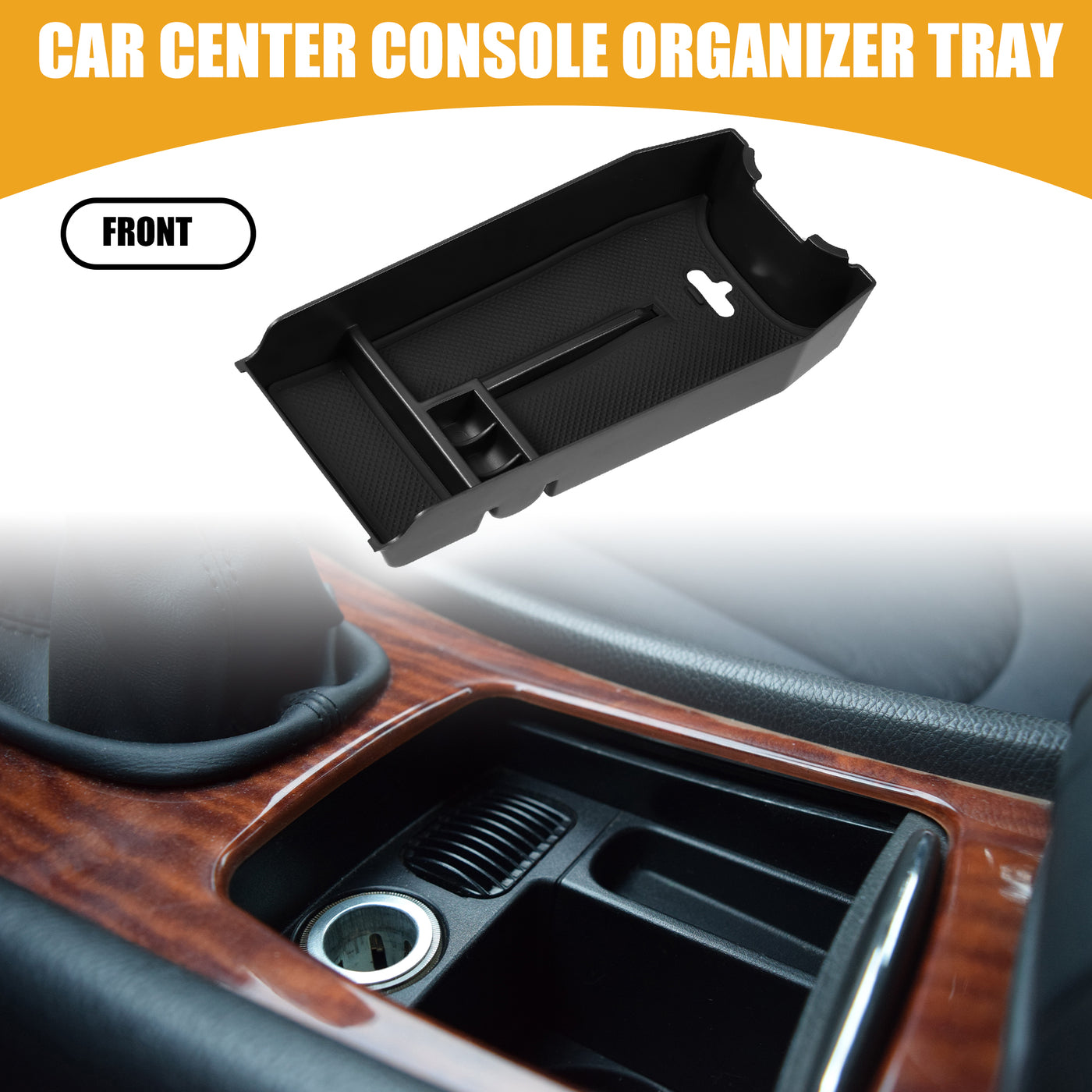 Partuto Center Console Organizer Tray - Car Front Armrest Storage Box - for Mercedes-Benz E-Class 2009-2015 Plastic Black - 1 Pc