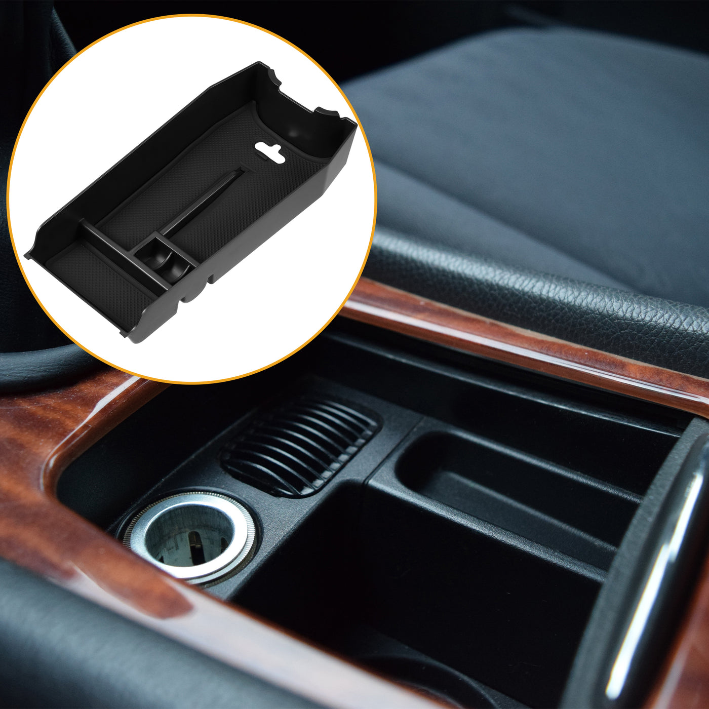 Partuto Center Console Organizer Tray - Car Front Armrest Storage Box - for Mercedes-Benz E-Class 2009-2015 Plastic Black - 1 Pc