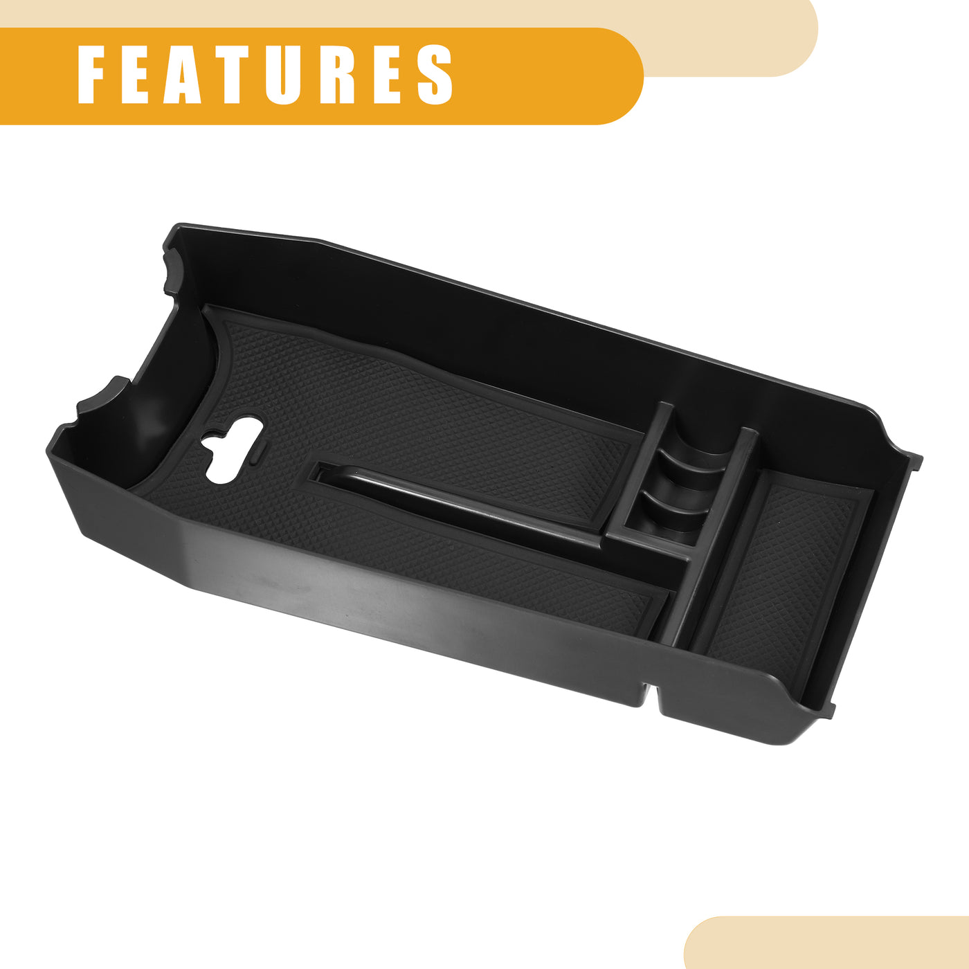 Partuto Center Console Organizer Tray - Car Front Armrest Storage Box - for Mercedes-Benz E-Class 2009-2015 Plastic Black - 1 Pc