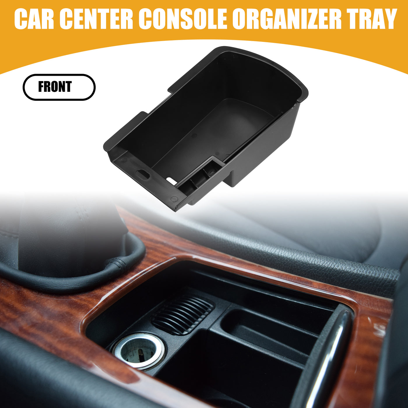 Partuto Center Console Organizer Tray - Car Front Armrest Storage Box - for Peugeot 3008 2017-2020 Plastic Black - 1 Pc