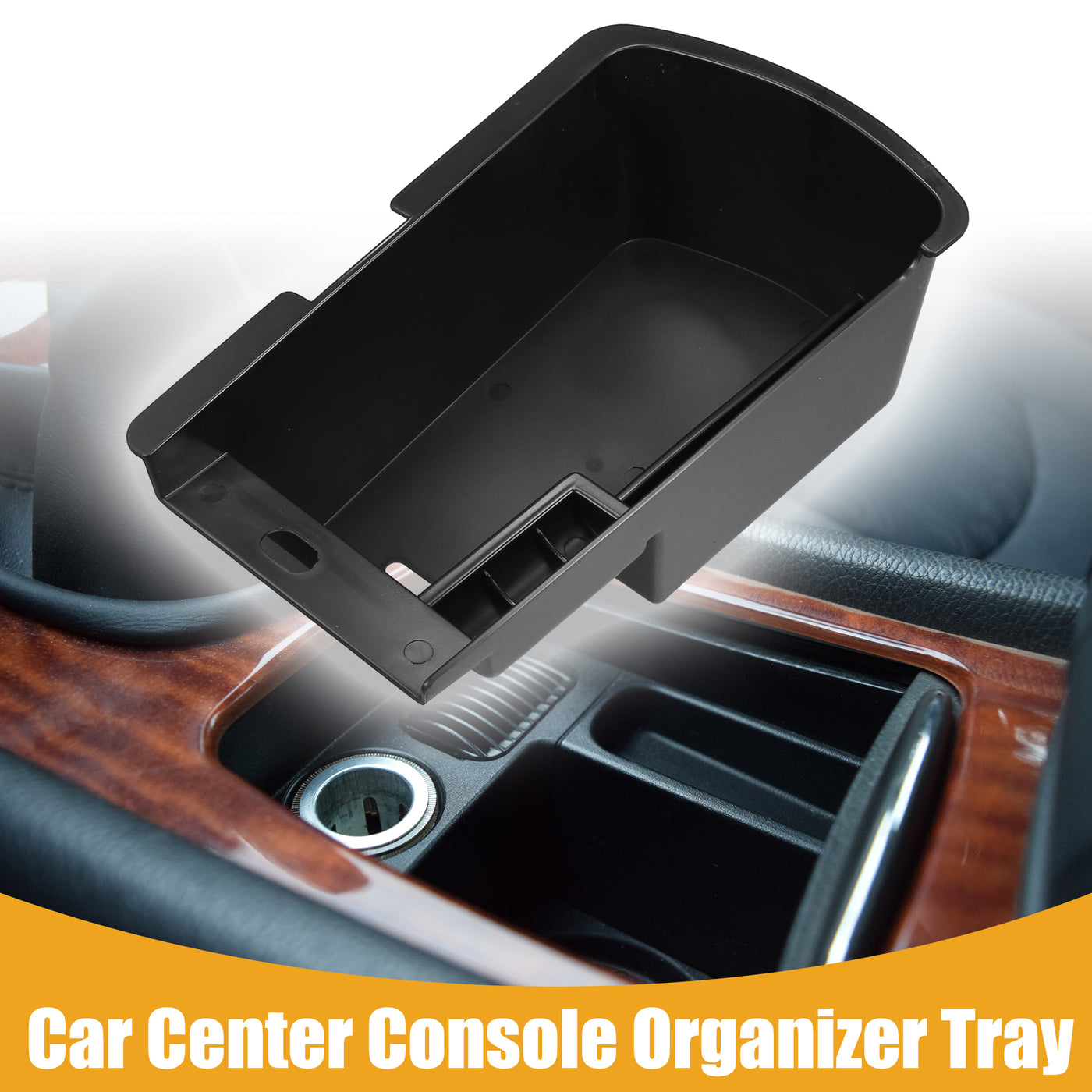 Partuto Center Console Organizer Tray - Car Front Armrest Storage Box - for Peugeot 3008 2017-2020 Plastic Black - 1 Pc