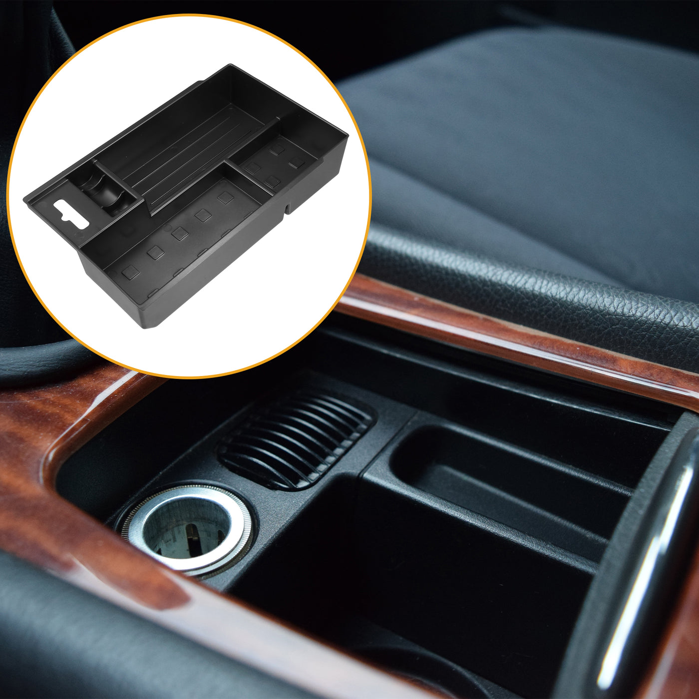 Partuto Center Console Organizer Tray - Car Front Armrest Storage Box - for Lexus NX250 2022-2023 Plastic Black - 1 Pc