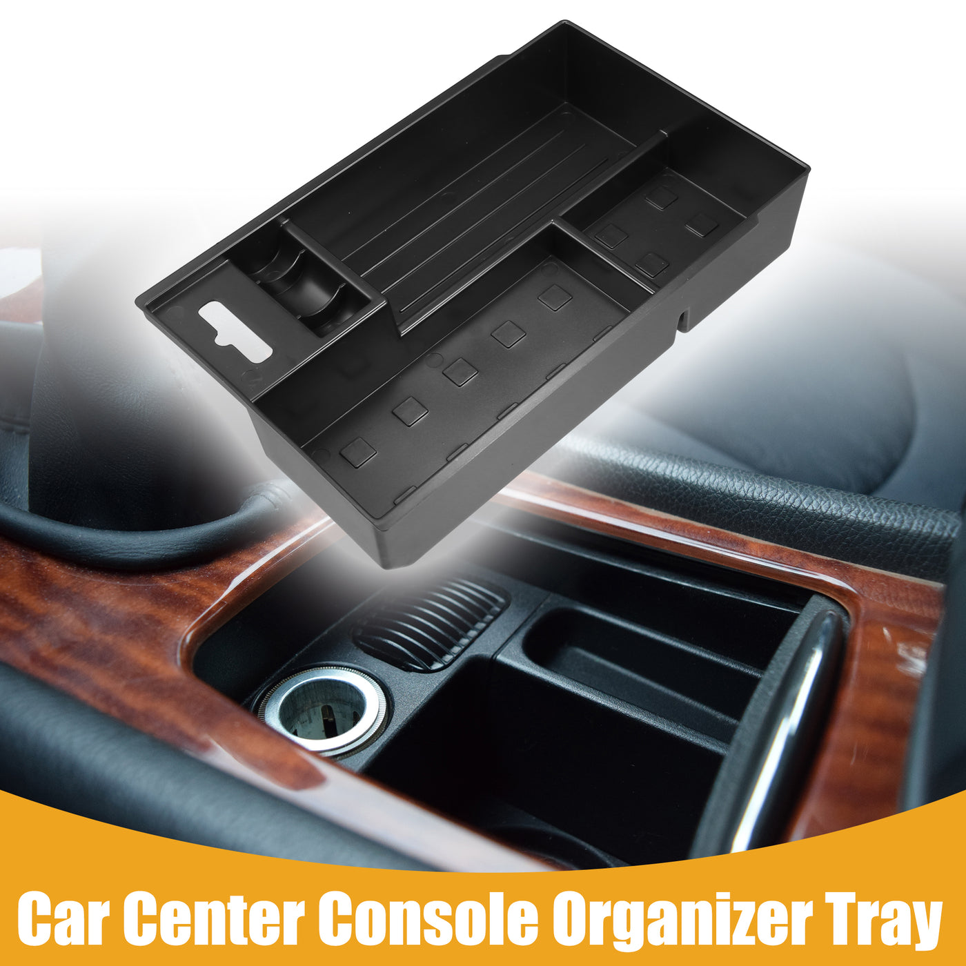 Partuto Center Console Organizer Tray - Car Front Armrest Storage Box - for Lexus NX250 2022-2023 Plastic Black - 1 Pc