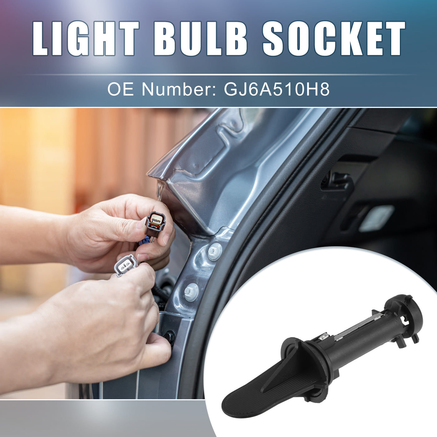 A ABSOPRO Light Bulb Socket No.GJ6A510H8 Lamp Socket for Mazda 6 2003-2008 Plastic Black