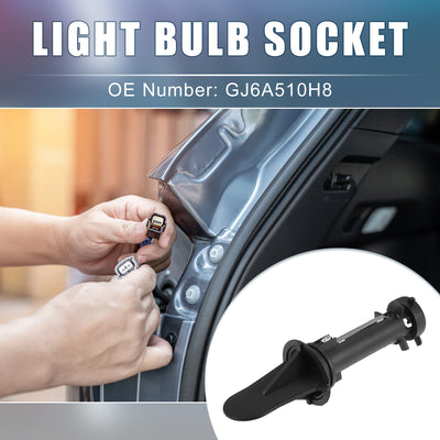 Harfington Light Bulb Socket No.GJ6A510H8 Lamp Socket for Mazda 6 2003-2008 Plastic Black