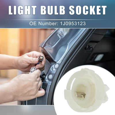 Harfington Turn Signal Light Bulb Socket No.1J0953123 Lamp Socket for Volkswagen Golf 1998-2009 Plastic White