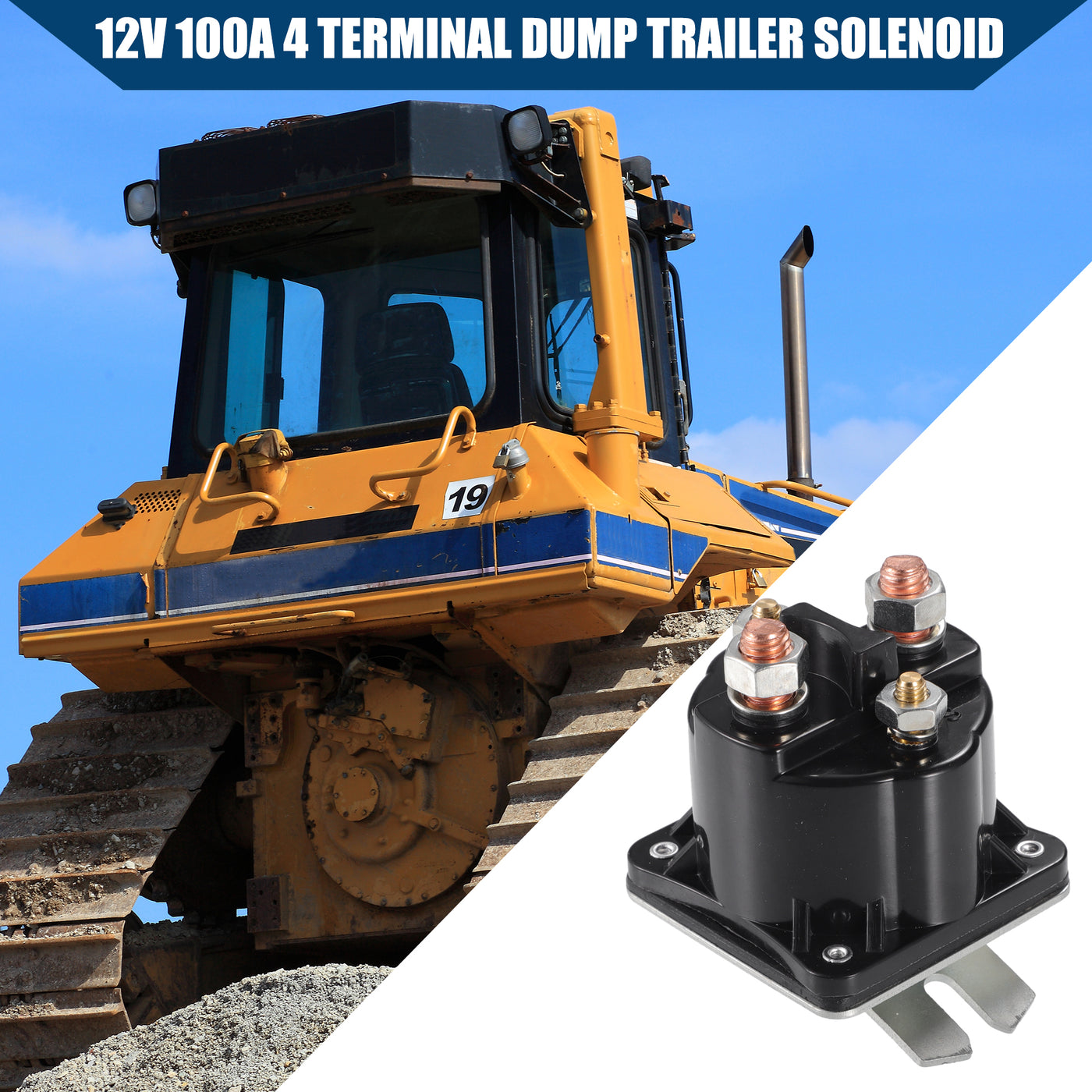 Hihaha 12v 100A 4 Terminal Dump Trailer Solenoid for Intermittent Duty / Durable / 1 pcs Black