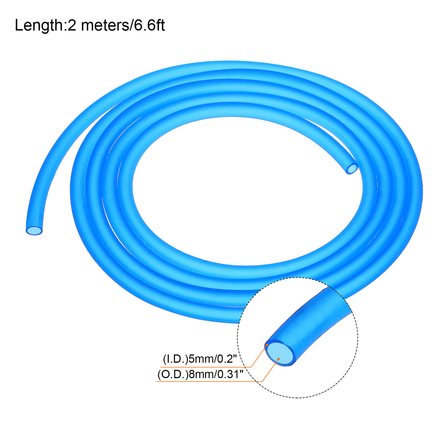 Harfington PVC Petrol Fuel Line Hose 3/16" x 5/16" 6.6ft Blue for Chainsaws Lawn Mower String Trimmer Blowers Small Engines