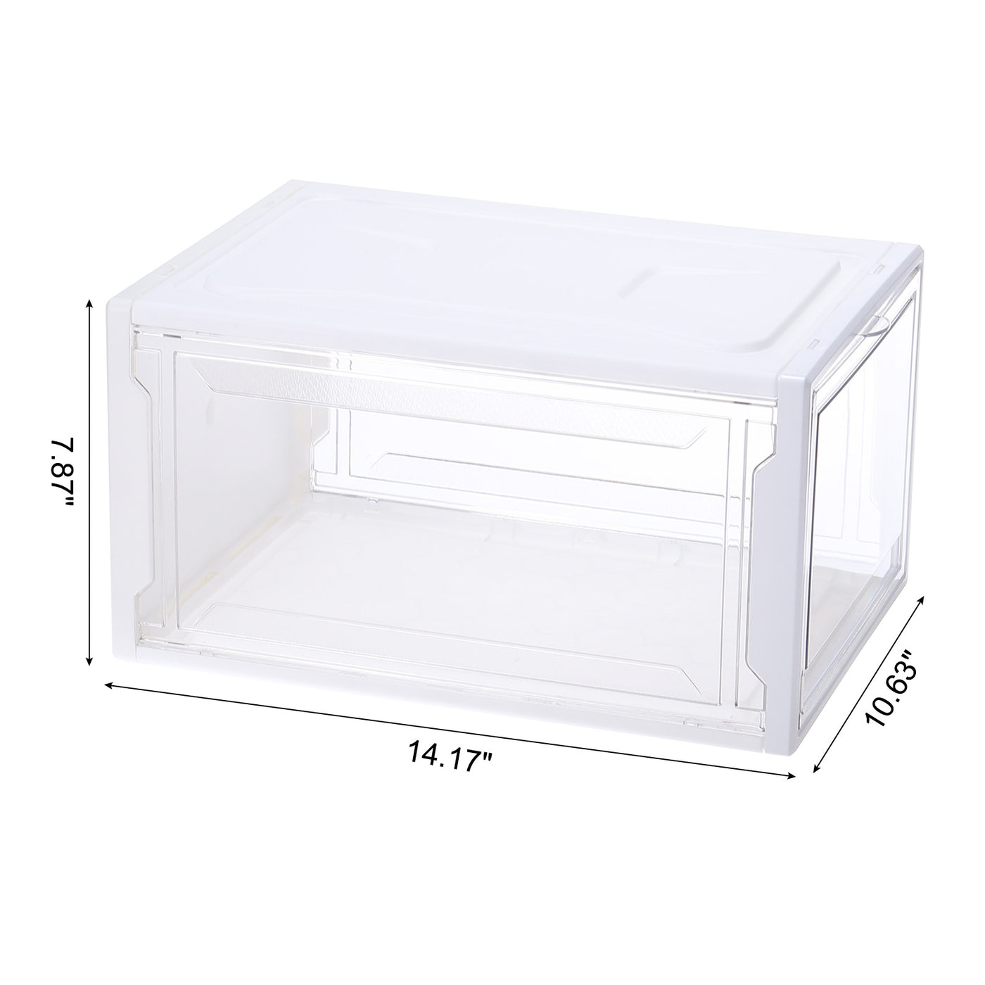 Harfington PMMA Shoe Display Case 14.17x10.63x7.87 Inch PP Transparent White Large Magnetic Front Door Showcase Stackable for Closet Storage Organizer Box