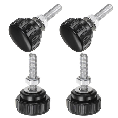 uxcell Uxcell 4 Sets Knurled Knobs with Nuts Washers, M6 x 25mm Carbon Steel Stud 25mm Head