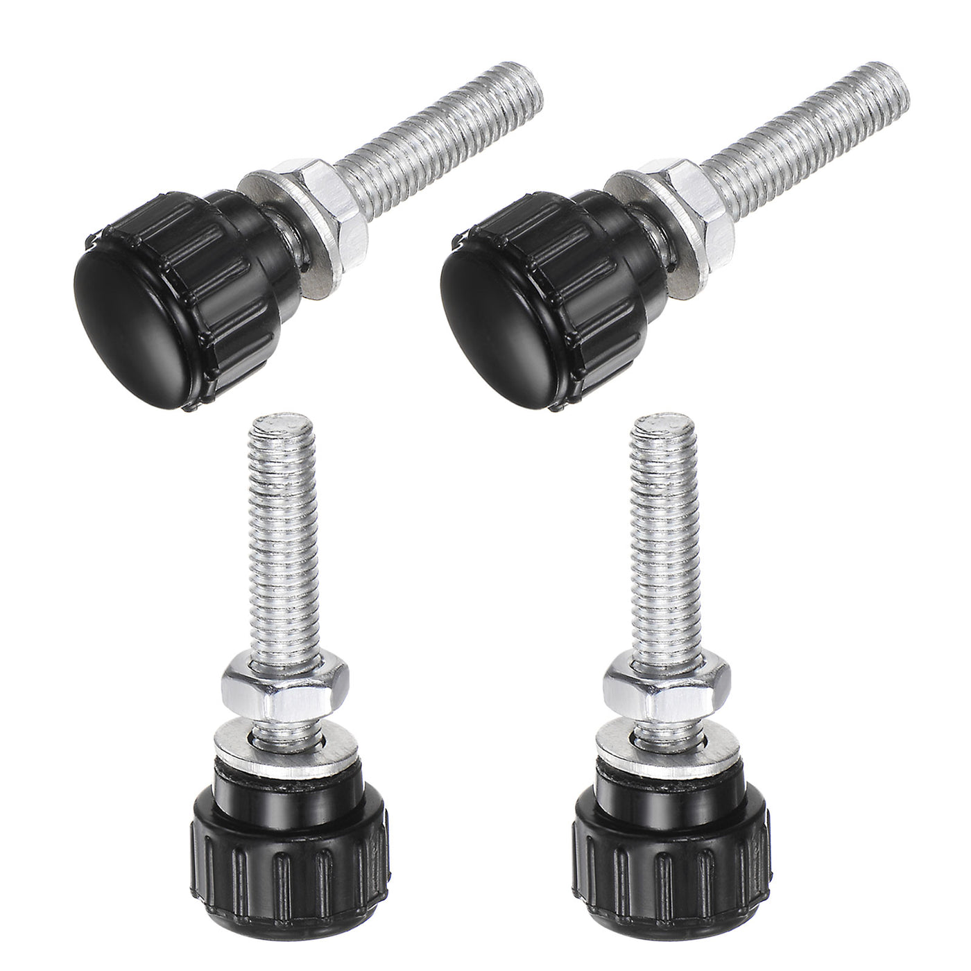 uxcell Uxcell 4 Sets Knurled Knobs with Nuts Washers, M5 x 25mm Carbon Steel Stud 14mm Head