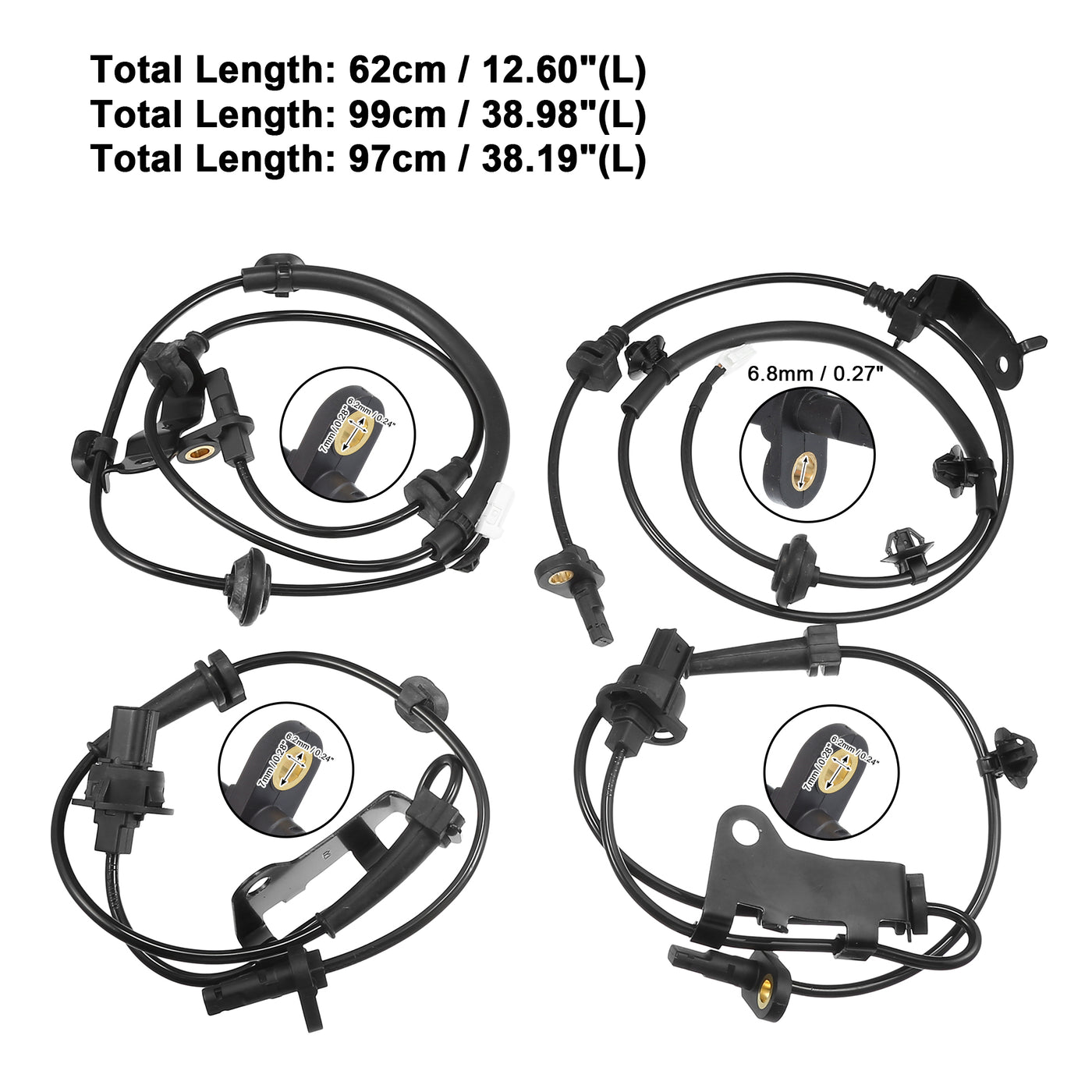 ACROPIX Front Rear Left Right ABS Wheel Speed Sensor Fit for Honda CR-Z 2015 KA 6MT KA CVT No.57450TF0003/57455TF0003/57470TF0003/57475TF0003 - Pack of 4