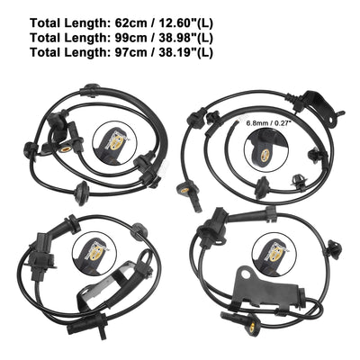 Harfington Front Rear Left Right ABS Wheel Speed Sensor Fit for Honda CR-Z 2015 KA 6MT KA CVT No.57450TF0003/57455TF0003/57470TF0003/57475TF0003 - Pack of 4