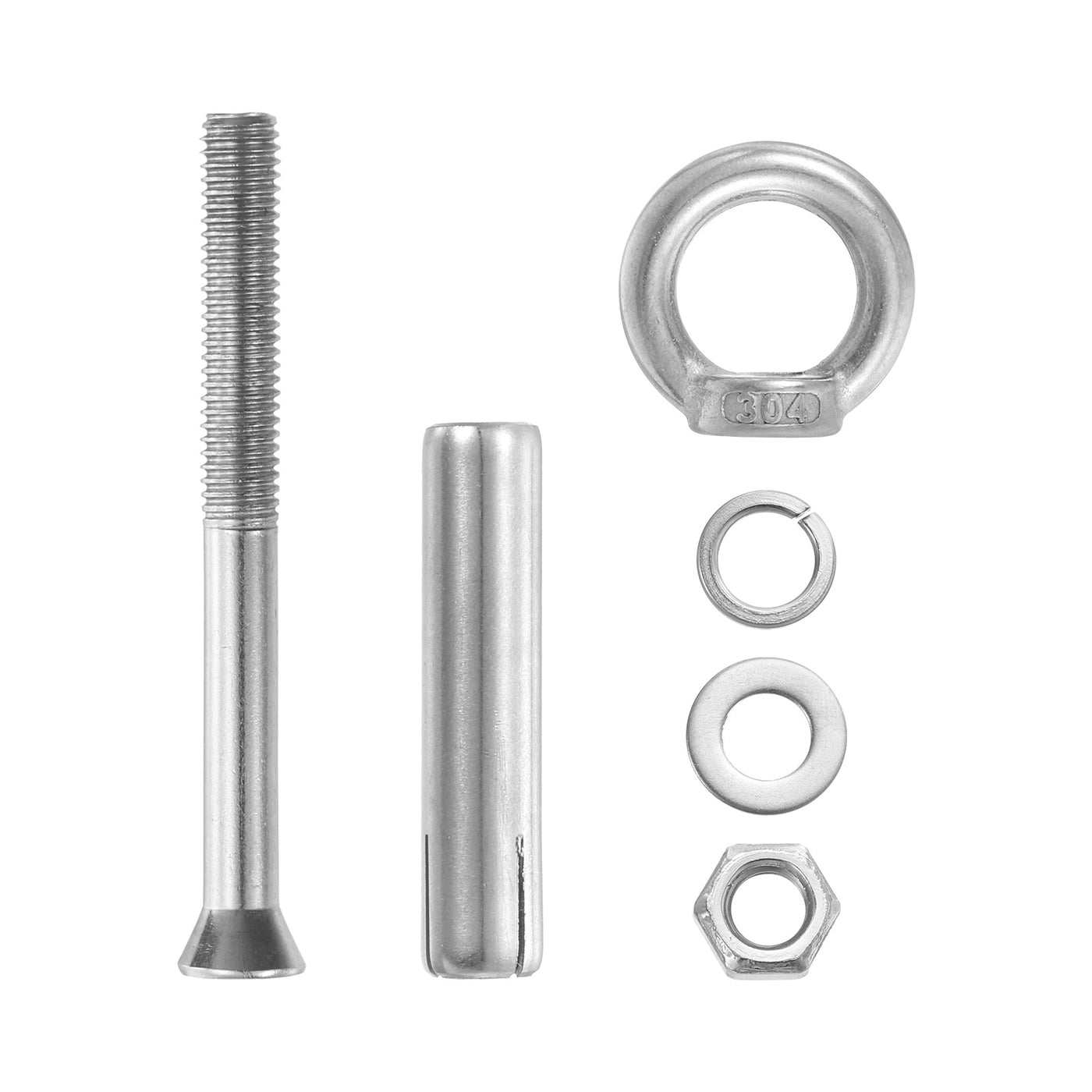 uxcell Uxcell Ring Lifting Expansion Eyebolt 5pcs M8x100mm 304 Stainless Steel Screw