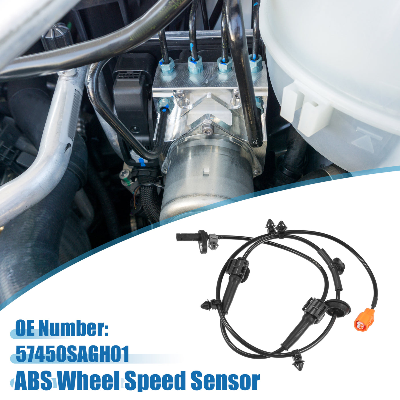 A ABSOPRO Front Right ABS Wheel Speed Sensor No.57450SAGH01 ABS Sensor for Honda Civic Fit 1.3L 1.5L 2007 2008