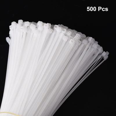 Harfington 500pcs 8 Inch 40 Lbs Cable Zip Ties Self-Locking Small Nylon Cable Tie Wraps 3/16" for Cord Management, White