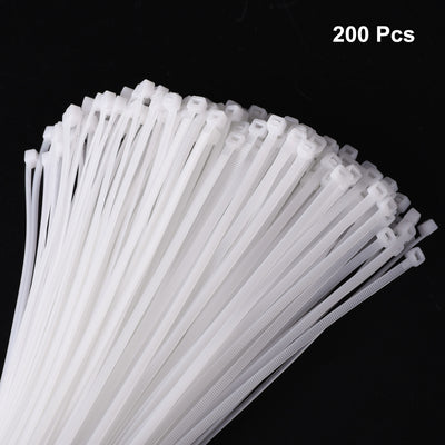 Harfington 200pcs 14 Inch 40 Lbs Cable Zip Ties Self-Locking Long Nylon Cable Tie Wraps 3/16" for Cord Management, White