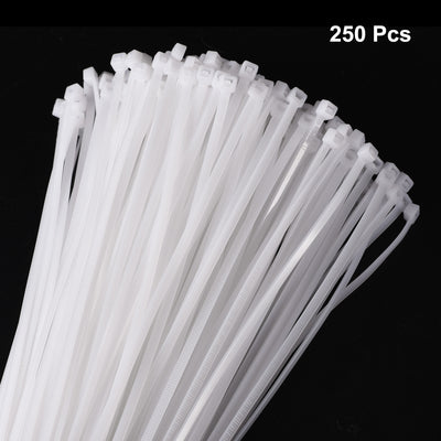 Harfington 250pcs 18 Inch 40 Lbs Cable Zip Ties Self-Locking Extra Long Nylon Cable Tie Wraps 3/16" for Cord Management, White