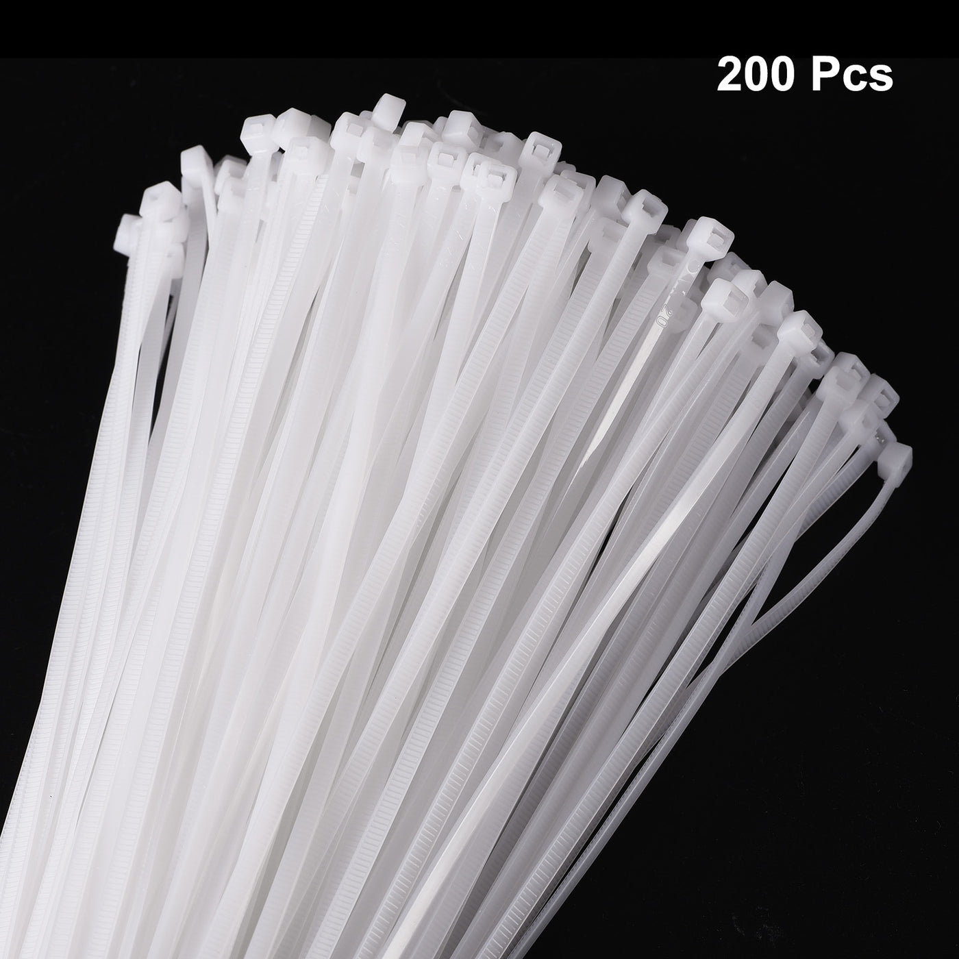 Harfington 200pcs 20 Inch 40 Lbs Cable Zip Ties Self-Locking Extra Long Nylon Cable Tie Wraps 3/16" for Cord Management, White