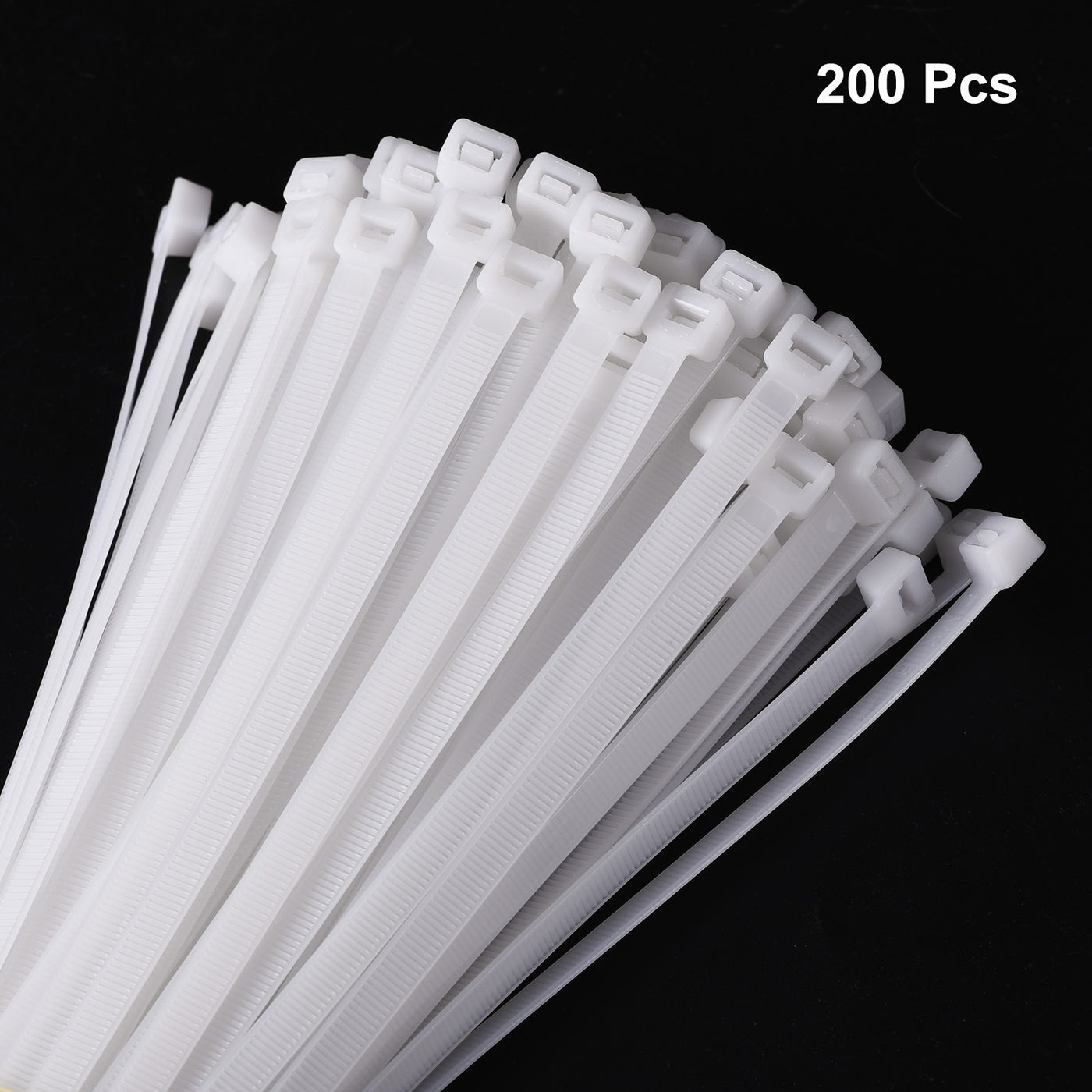 Harfington 200pcs 8 Inch 53 Lbs Cable Zip Ties Self-Locking Small Nylon Cable Tie Wraps 5/16" for Cord Management, White