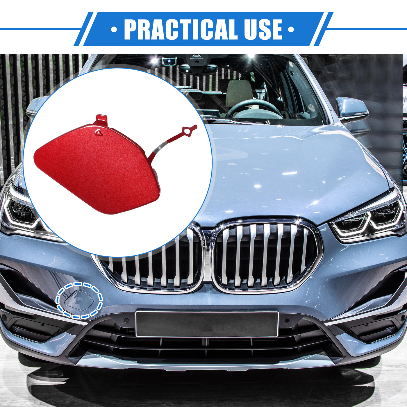 VekAuto Car Tow Hook Eye Hole Cover Cap Compatible for BMW X1 XDrive28i 2.0L L4 - Gas 2016, Durable Plastic Red Front Right Bumper