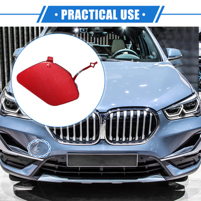 Harfington Car Tow Hook Eye Hole Cover Cap Compatible for BMW X1 XDrive28i 2.0L L4 - Gas 2016, Durable Plastic Red Front Right Bumper