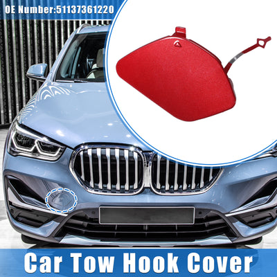 Harfington Car Tow Hook Eye Hole Cover Cap Compatible for BMW X1 XDrive28i 2.0L L4 - Gas 2016, Durable Plastic Red Front Right Bumper