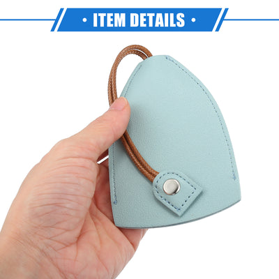 Harfington 2 Pcs Pull Out Car Key Fob Case Cover Protector, Key Sleeve Keychain Bags Holder Universal for Car Large Capacity Faux Leather Blue with Keyring