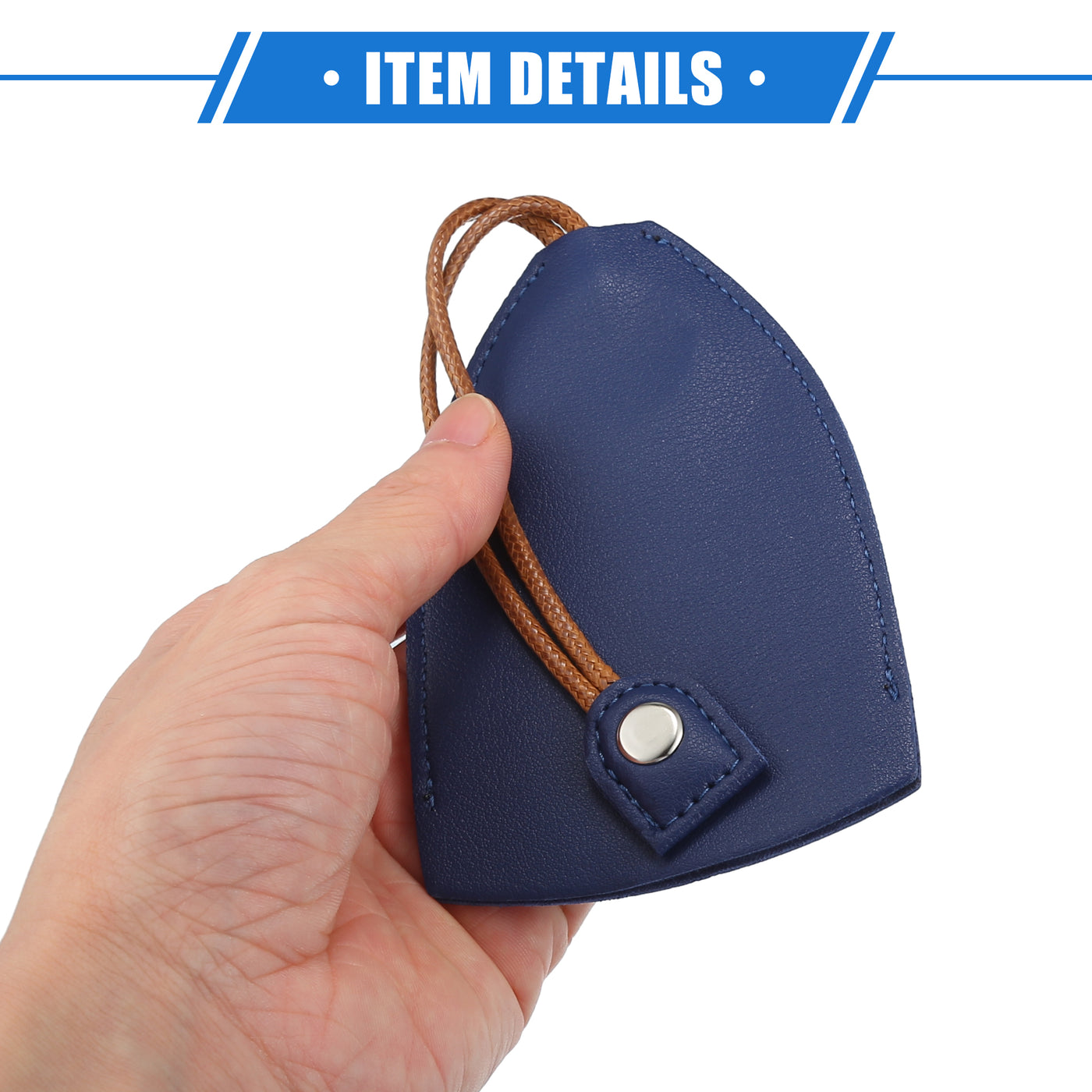 VekAuto 2 Pcs Pull Out Car Key Fob Case Cover Protector, Key Sleeve Keychain Bags Holder Universal for Car Large Capacity Faux Leather Dark Blue with Keyring