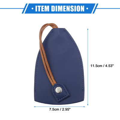 Harfington 2 Pcs Pull Out Car Key Fob Case Cover Protector, Key Sleeve Keychain Bags Holder Universal for Car Large Capacity Faux Leather Dark Blue with Keyring