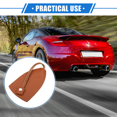 Harfington 2 Pcs Pull Out Car Key Fob Case Cover Protector, Key Sleeve Keychain Bags Holder Universal for Car Large Capacity Faux Leather Brown with Keyring