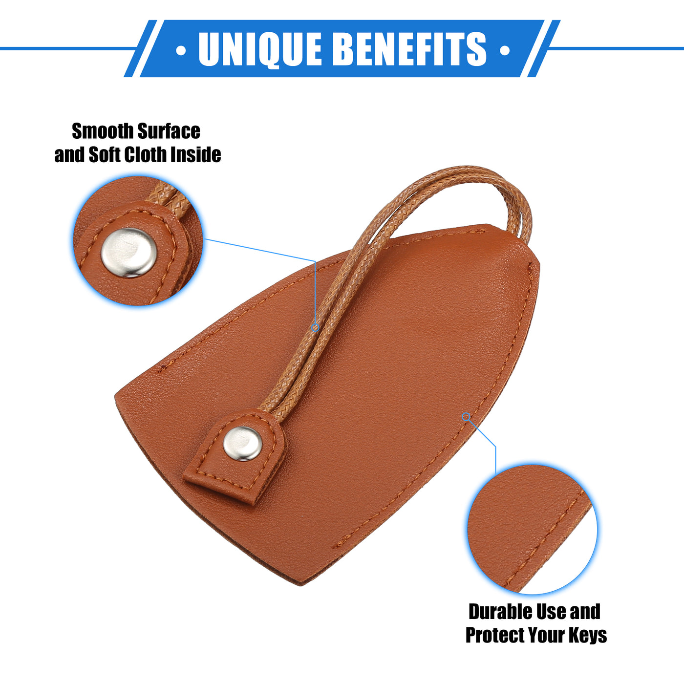 VekAuto 2 Pcs Pull Out Car Key Fob Case Cover Protector, Key Sleeve Keychain Bags Holder Universal for Car Large Capacity Faux Leather Brown with Keyring